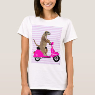 Meerkat auf rosa Moped 2 T-Shirt