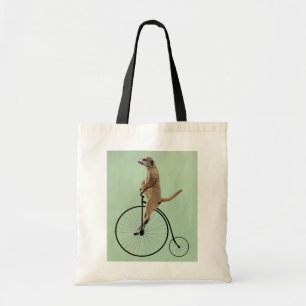 Meerkat auf schwarzem Penny-Farthing 2 Tragetasche