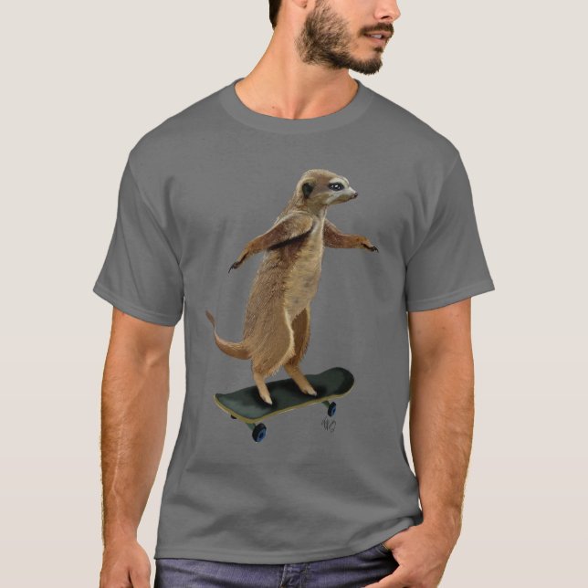 Meerkat auf Skateboard 2 T-Shirt (Vorderseite)