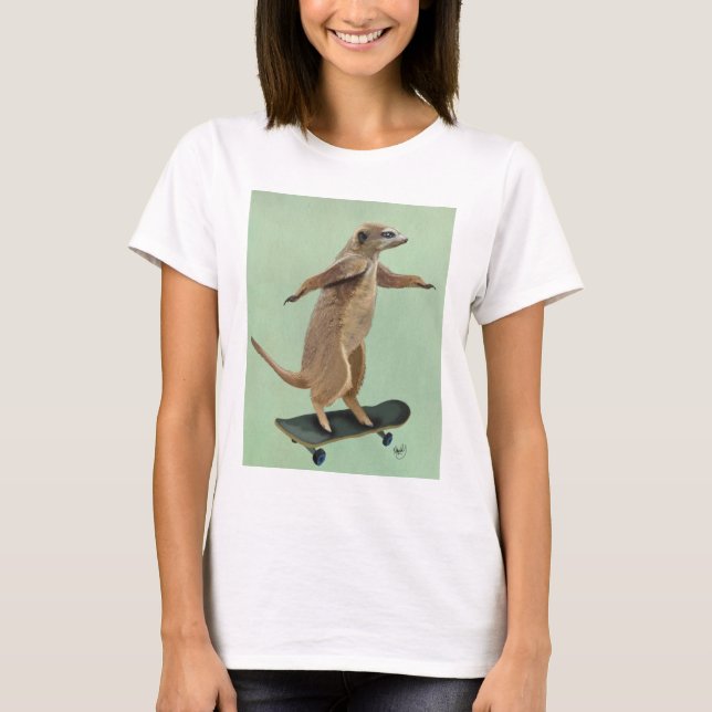 Meerkat auf Skateboard 3 T-Shirt (Vorderseite)
