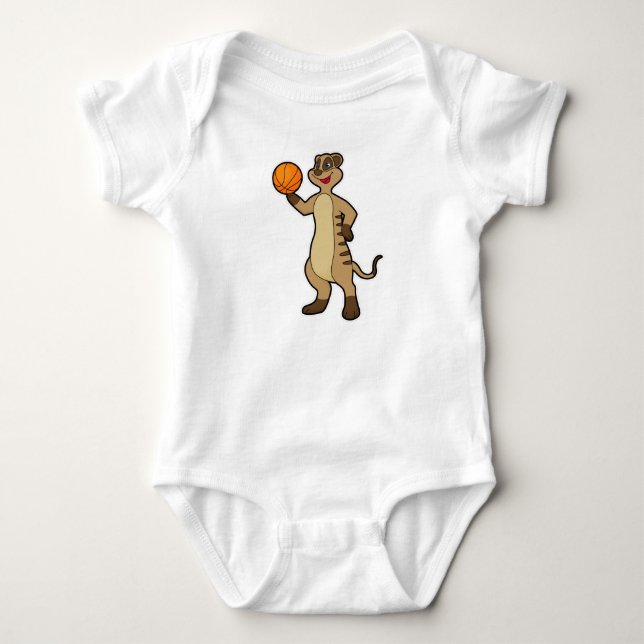 Meerkat bei Basketball Sports Baby Strampler (Vorderseite)