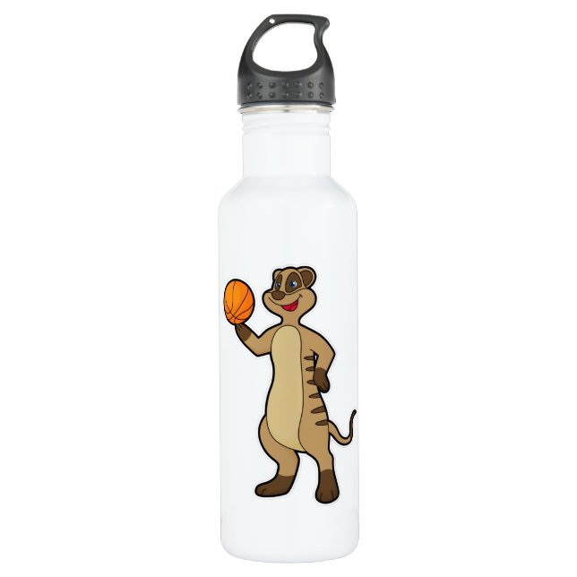 Meerkat bei Basketball Sports Edelstahlflasche (Vorderseite)
