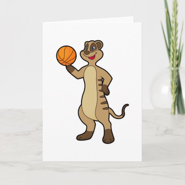 Meerkat bei Basketball Sports Karte (Vorderseite)