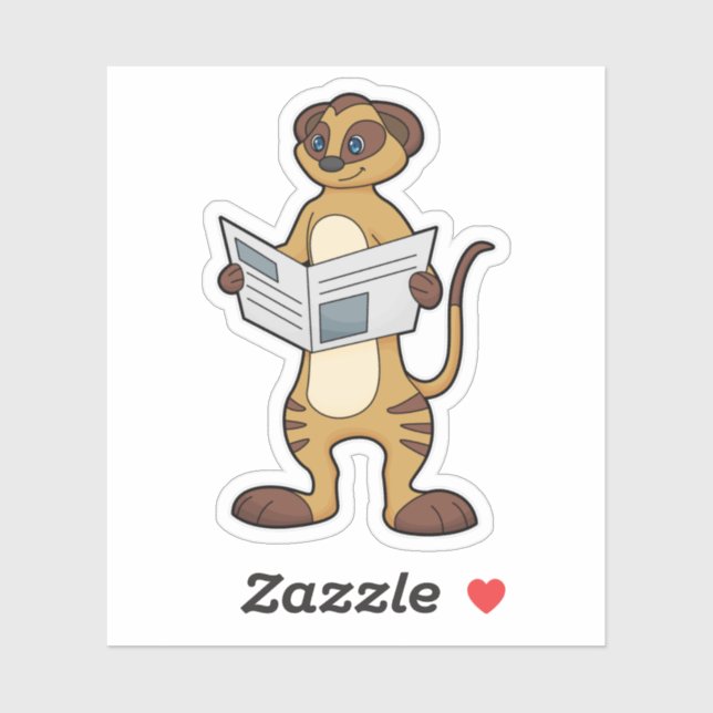 Meerkat bei Reading a Newspapier Aufkleber (Blatt)