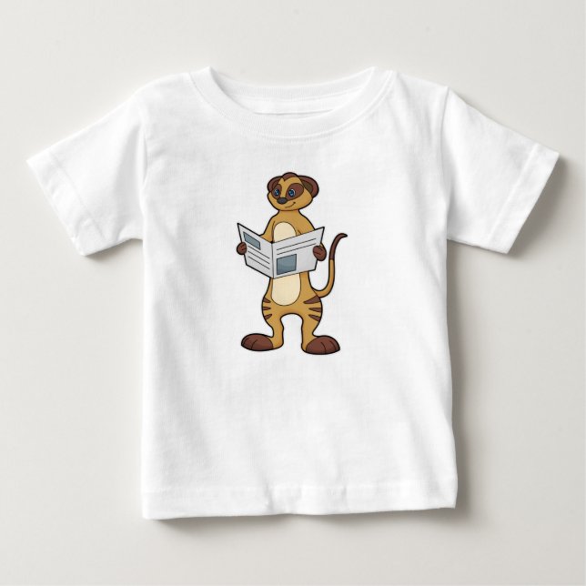 Meerkat bei Reading a Newspapier Baby T-shirt (Vorderseite)