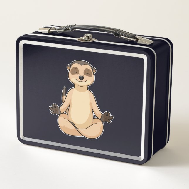 Meerkat bei Yoga Meditation Metall Brotdose (Vorderseite)