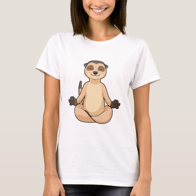 Meerkat bei Yoga Meditation T-Shirt (Vorderseite)