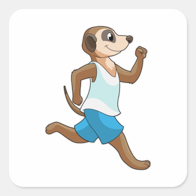 Meerkat beim Laufsport Quadratischer Aufkleber (Vorderseite)