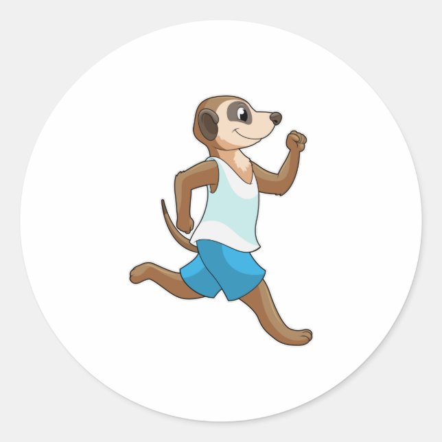 Meerkat beim Laufsport Runder Aufkleber (Vorderseite)