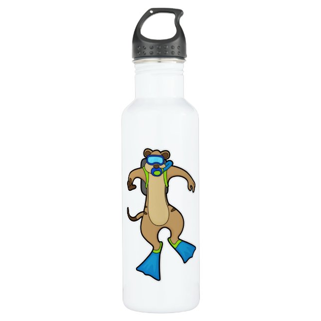 Meerkat beim Tauchen mit Schwimmbrille Edelstahlflasche (Vorderseite)