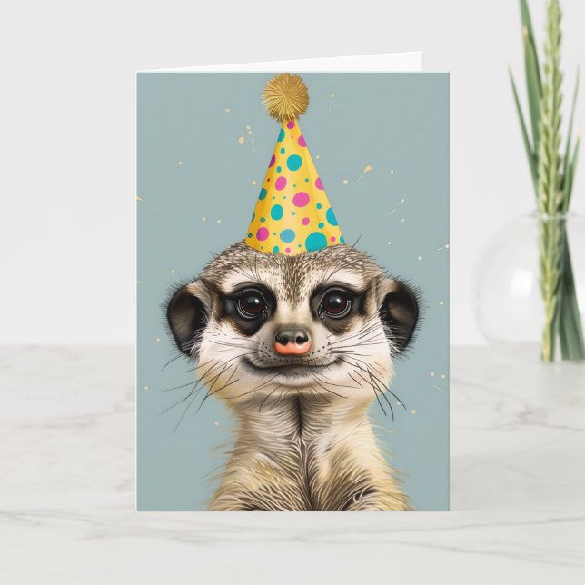 Meerkat Birthday Party Grußkarte Dankeskarte (Vorderseite)