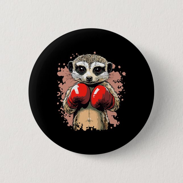 Meerkat Boxmeister mit Handschuhen fertig Button (Vorderseite)