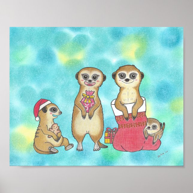 Meerkat Christmas Holiday Animal Kinderzimmer Post Poster (Vorne)