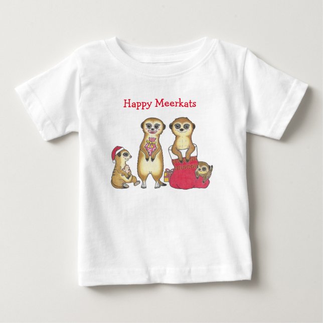 Meerkat Christmas Holiday Baby T - Shirt (Vorderseite)