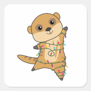 Meerkat Christmas Snow Winter Animals Quadratischer Aufkleber