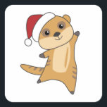 Meerkat Christmas Snow Winter Animals Quadratischer Aufkleber<br><div class="desc">The meerkat with lights with fairy lights. Funny animals with gifts and snow to the holidays. Also funny for Christmas in July. Meerkat are sweet animals,  perfect for Christmas.</div>