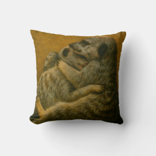 Meerkat Embrace - Heartfelt Wildlife Art Print Kissen