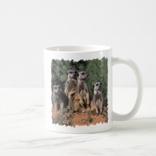 MEERKAT FAMILIEN-PORTRÄT-Tassen Kaffeetasse (Rechts)