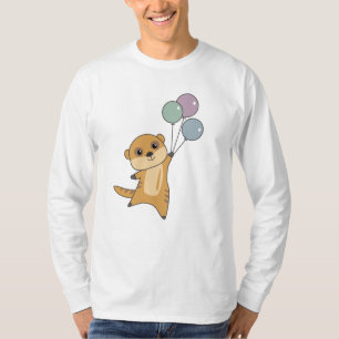 Meerkat fliegt mit Balloons-Niedlichen Tieren für T-Shirt