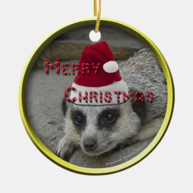 Meerkat frohe Weihnachten Keramik Ornament (Vorne)