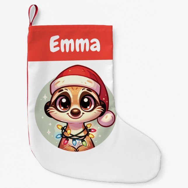 Meerkat Frohe Weihnachts Winter Tiere Meerkats Kleiner Weihnachtsstrumpf (Vorderseite)