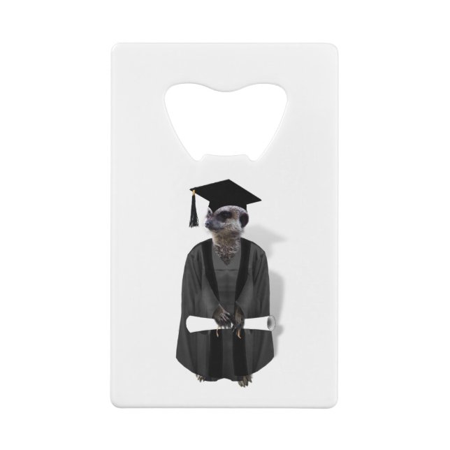 Meerkat Graduate mit Diplom Geldkarten Flaschenöffner (Rückseite)