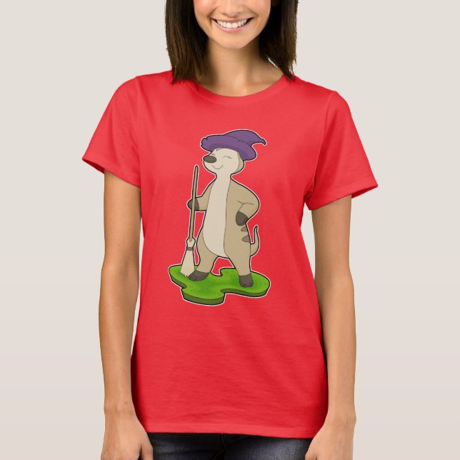 Meerkat Halloween Hexe T-Shirt (Vorderseite)