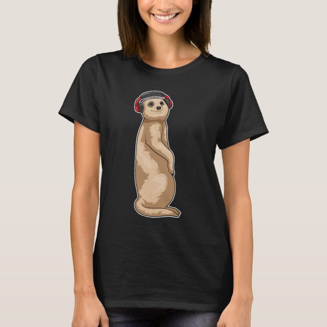 Meerkat Headphone Music T-Shirt (Vorderseite)