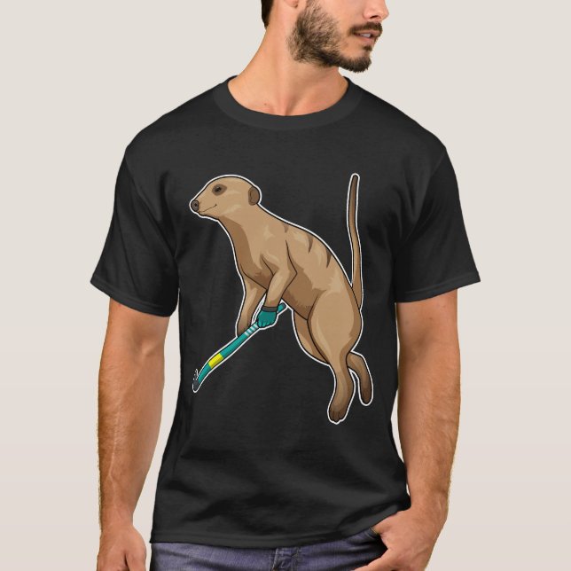 Meerkat Hockey Hockeystick T-Shirt (Vorderseite)