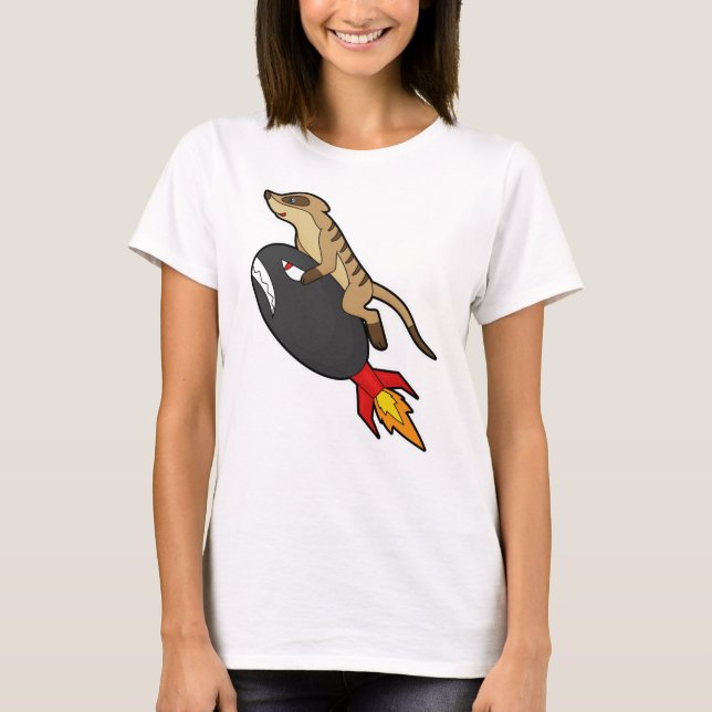Meerkat im Flug mit Rakete T-Shirt (Vorderseite)
