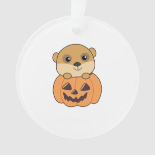 Meerkat in Pumpkin Cute Animals Happy Halloween Ornament