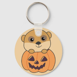 Meerkat In Pumpkin Niedlicher Tiere Happy Hallowee Schlüsselanhänger