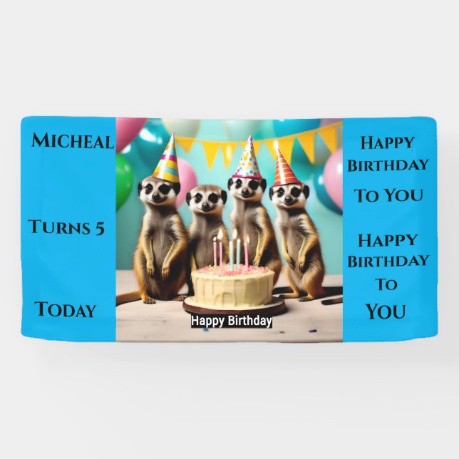Meerkat Joyeux Anniversaire, Bannière murale (Horizontal)
