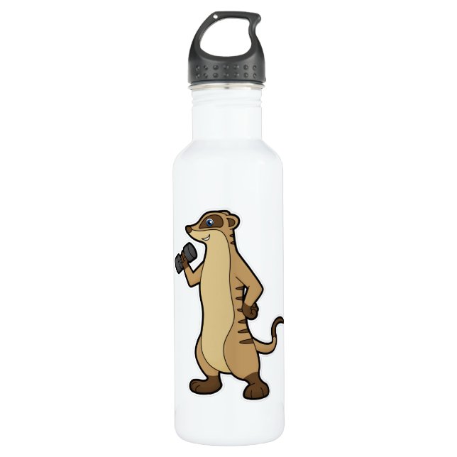 Meerkat Krafttraining mit Dumbell Edelstahlflasche (Vorderseite)