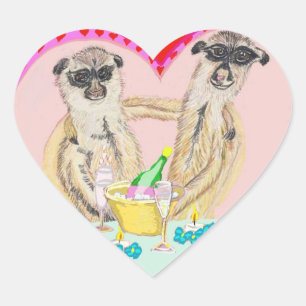 Meerkat-Liebe Herz-Aufkleber