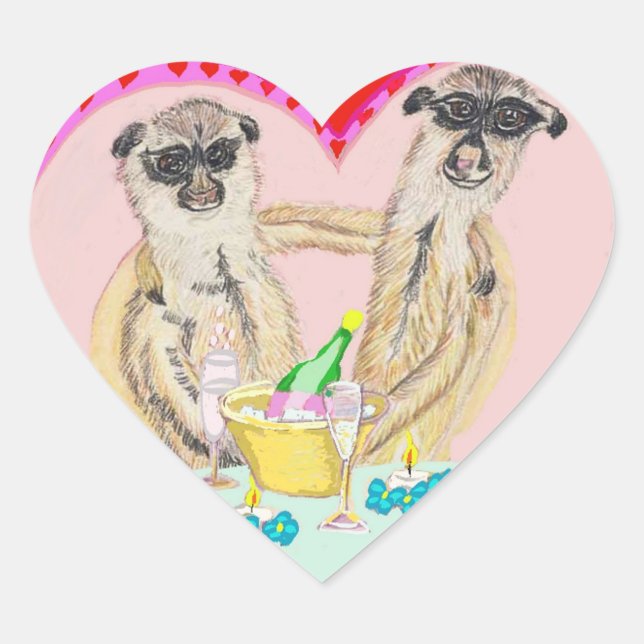 Meerkat-Liebe Herz-Aufkleber (Vorderseite)