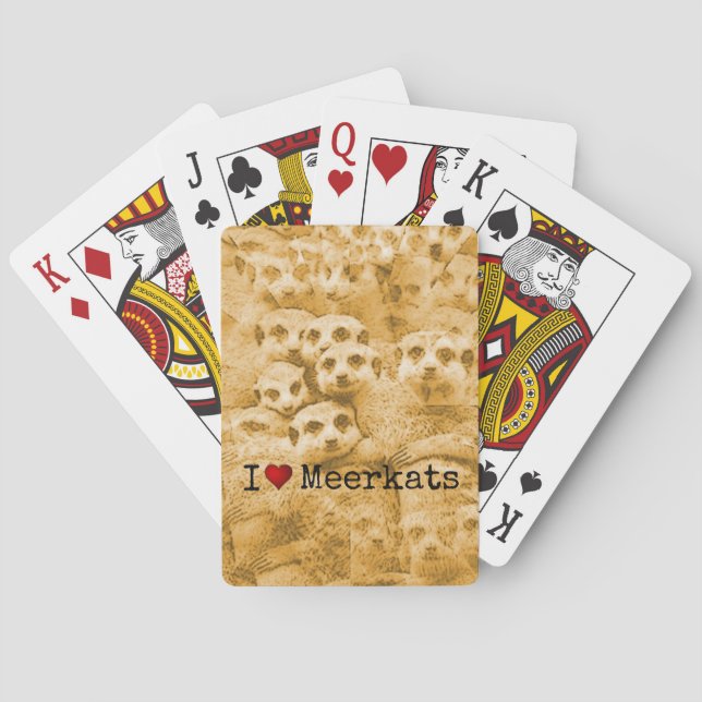 Meerkat Liebe Niedlich Wildlife Art Typografie Spielkarten (Rückseite)