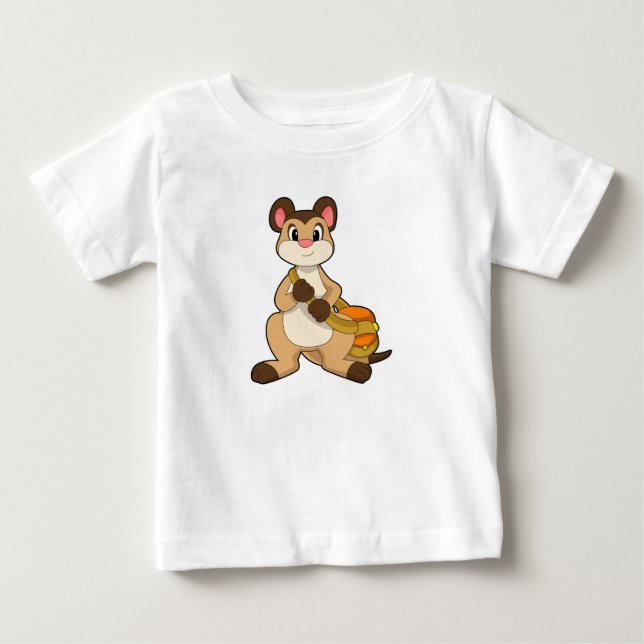 Meerkat mit Beutel Baby T-shirt (Vorderseite)