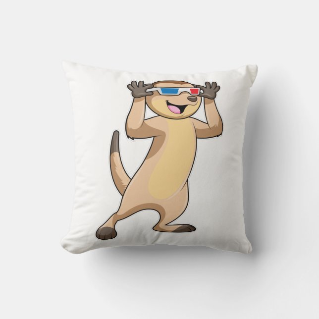 Meerkat mit Brille Kissen (Vorderseite)
