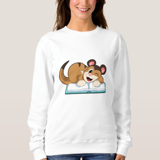 Meerkat mit Buch Sweatshirt (Vorderseite)