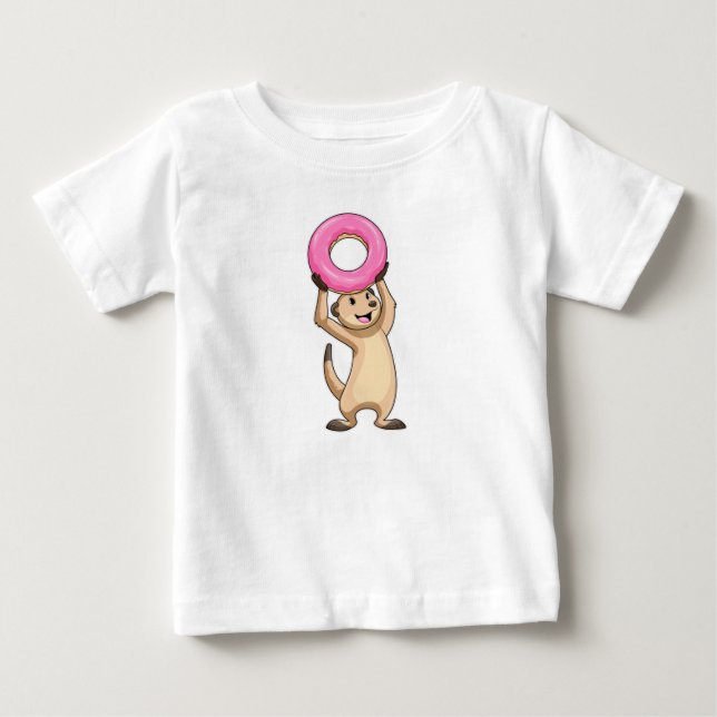 Meerkat mit Donut Baby T-shirt (Vorderseite)