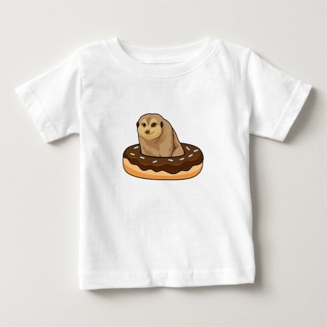 Meerkat mit Donut Baby T-shirt (Vorderseite)