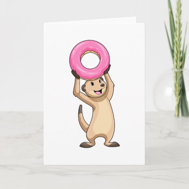 Meerkat mit Donut Karte (Vorderseite)