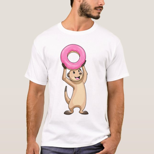 Meerkat mit Donut T-Shirt (Vorderseite)