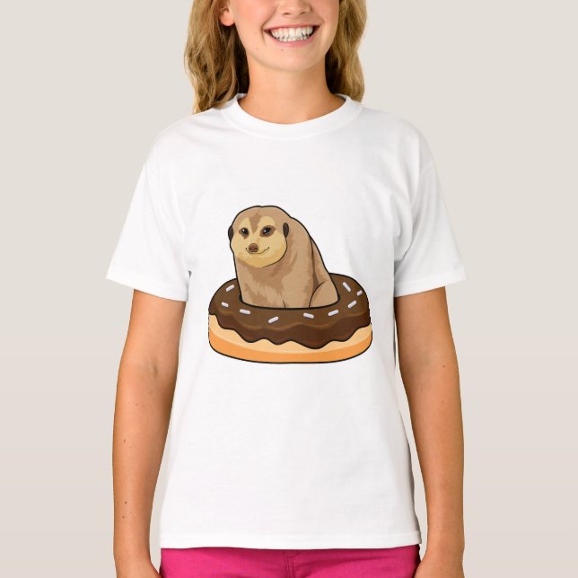 Meerkat mit Donut T-Shirt (Vorderseite)