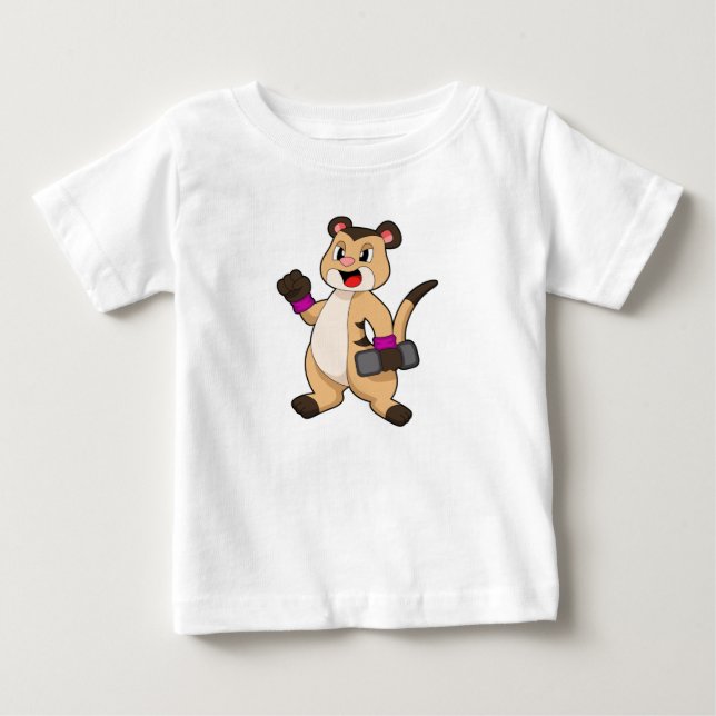 Meerkat mit Dumbell Baby T-shirt (Vorderseite)