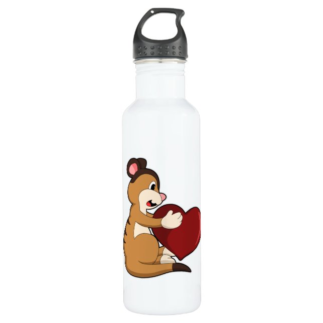 Meerkat mit Herz Edelstahlflasche (Vorderseite)