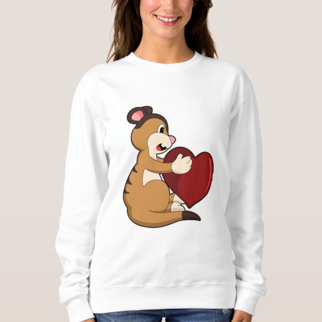 Meerkat mit Herz Sweatshirt (Vorderseite)