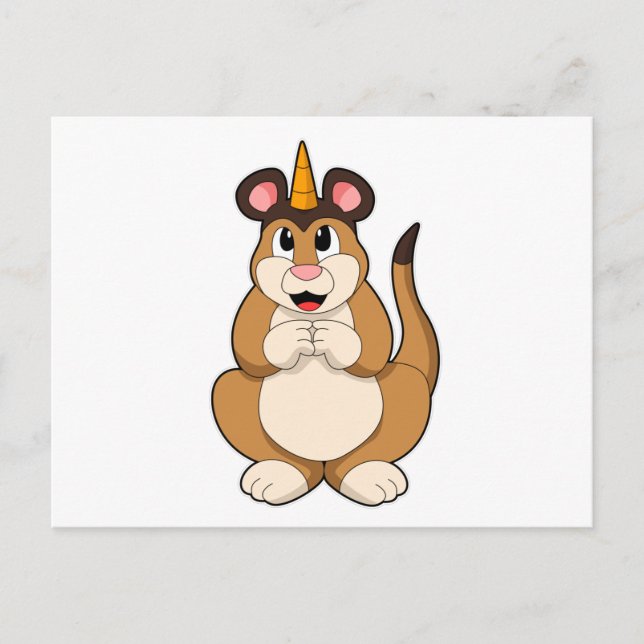 Meerkat mit Horn Postkarte (Vorderseite)