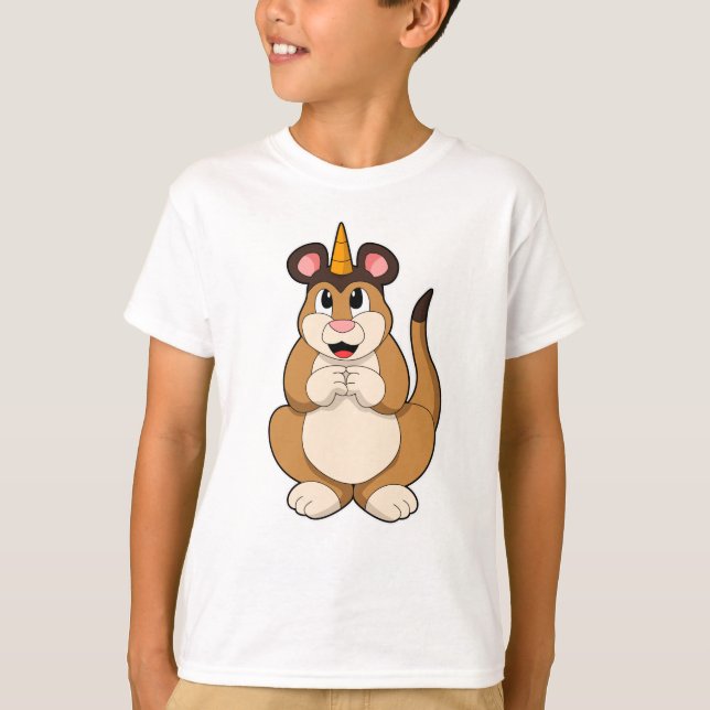 Meerkat mit Horn T-Shirt (Vorderseite)